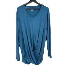 Knit Top Size 18/20 Teal Lane Bryant Long Sleeve plus size twist front shirt NEW